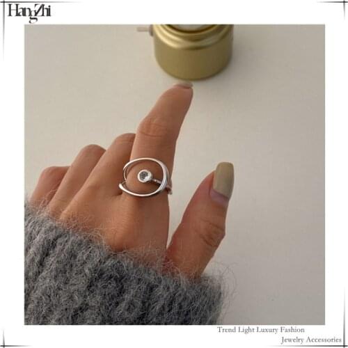Retro Exaggerated Personal Fashion Twisted Geometric Irregular Zircon Inlaid Open Arc Metal Index Finger Ring for Women