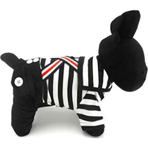 New Black Button Decoration Navy Style Striped Pet Dogs Dress Coat Free Shiping By CPAM Dogs Clothing