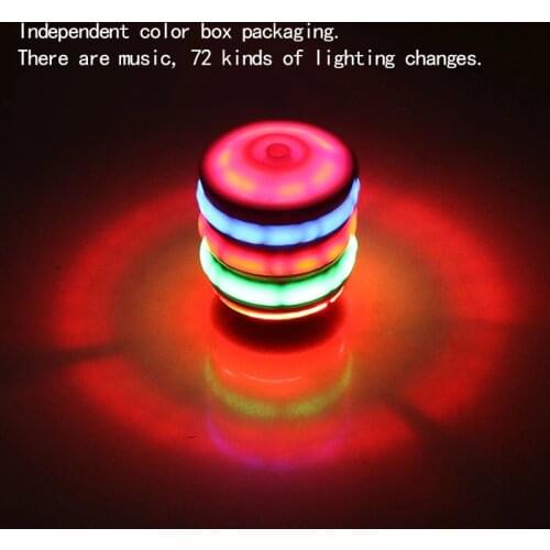Hot Selling Classic Retro Music LED Gyro Gift Flash Light Spinner Kids Toy Imitation Wood Gyro