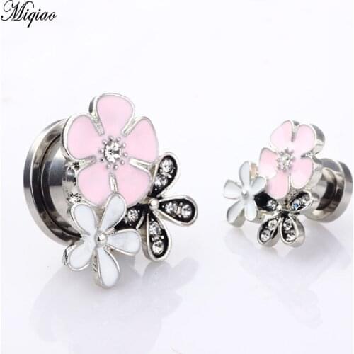Miqiao 2pcs Hot New Product Creative Flower Drip Piercing Jewelry Stainless Steel Ear Pinna