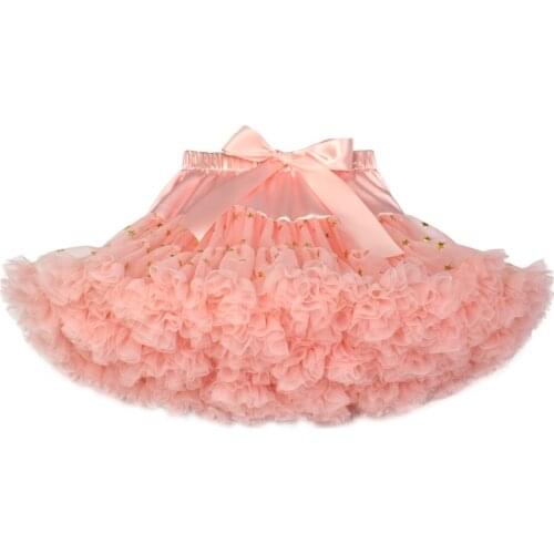 Fashion girls tutu skirt with golden glitter star printed fluffy princess summer autumn holiday birthday party performance skirt