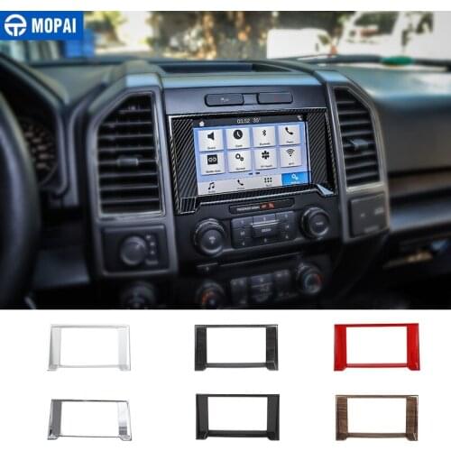 MOPAI Interior Car GPS Navigation Panel Decoration Frame Ring Cover Stickers for Ford F150 2015 Up Car Accessories Car Styling