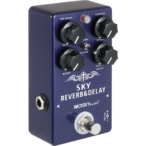 MOSKYaudio 2-in-1 Digital Reverb & Delay Guitar Effect Pedal with True Bypass Switch for Electric Guitar Bass Part & Accessories