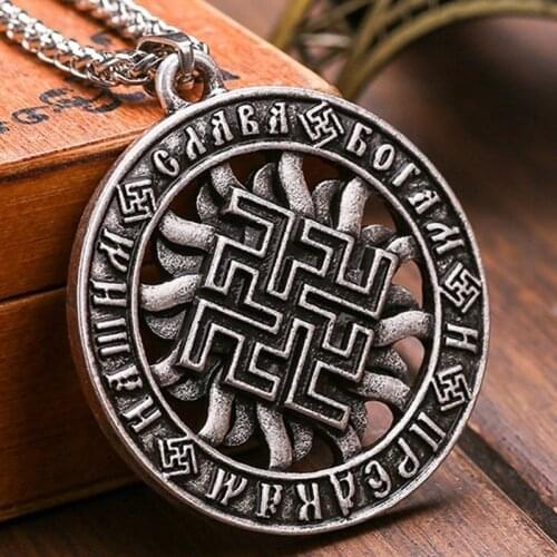 Rune Amulet Pendant Necklace Mens Punk Pirate Necklace Jewelry