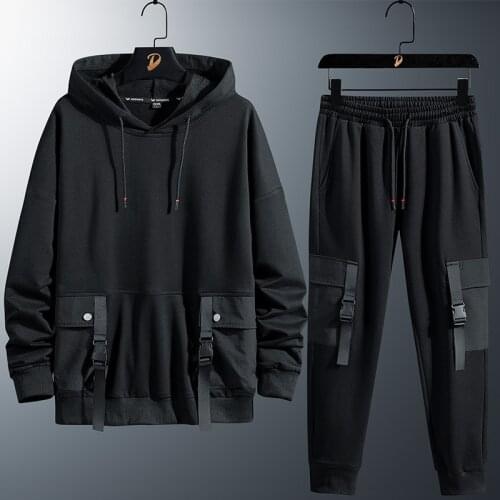 2021 Spring Autumn New 8XL MensTracksuit Sets Fashion Sports Suit Loose Casual Men Large Size Hooded Hoodies Pants 2 Piece Sets