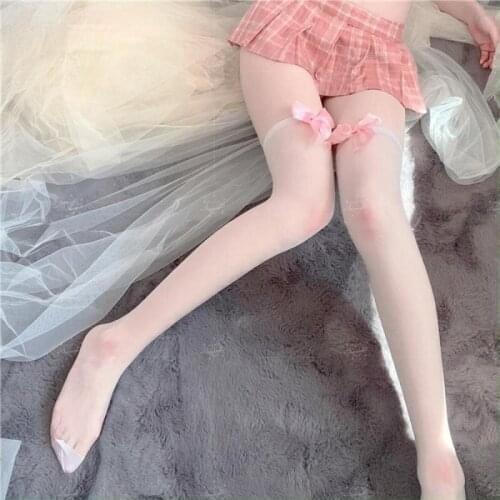 New Thighs Jk High Tide Female Sexy White Socks Thigh High Stockings Thin Summer with Transparent Black Silk Stockings