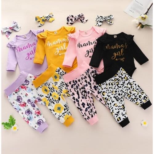 2020 autumn baby children girls lavender purple long-sleeved romper three-piece rose trousers headscarf
