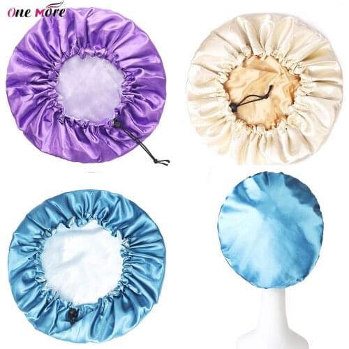Womens Satin Color Hat Adjust Elastic Hat Hair Care Bonnet Hat Satin Women One More Hair Cap Hair Styling Care Hair Night Cap