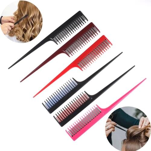 1Pc Hair Salon Barber Haircut Dyeing Pointed Tail Comb Hairdressing Styling Two-Color Plastic Pointed Tail Comb Highlight Comb