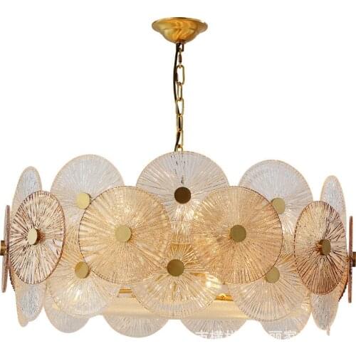 Postmodern minimalist all-copper light luxury villa staircase bedroom living room dining room chandelier