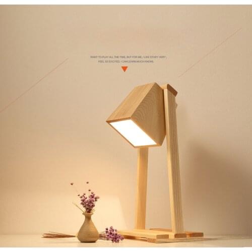 Simple Wood Table lamp Nordic Ameican Warm Creative Lighting Desk LampFor Home Bedroom Foyer Hotel Study Resding Children