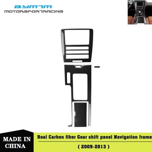 Real Carbon fiber Navigation frame Central control panel Gear position Storage box Sticker For Mustang 4 piece