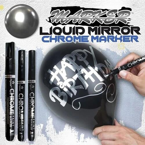 Wedding Party Balloon Reflector Pen Creative Holiday DIY Graffiti Decoration Silver Art Liquid Mirror Chrome Paint Marker 3mm