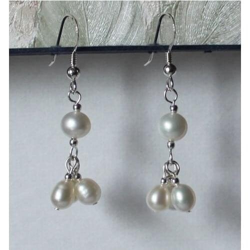 New Favorite Pearl Earring Genuine 10mm White Round Freshwater Pearl Dangle Earring S925 Sterling Silver Hook Nice Lady Gift