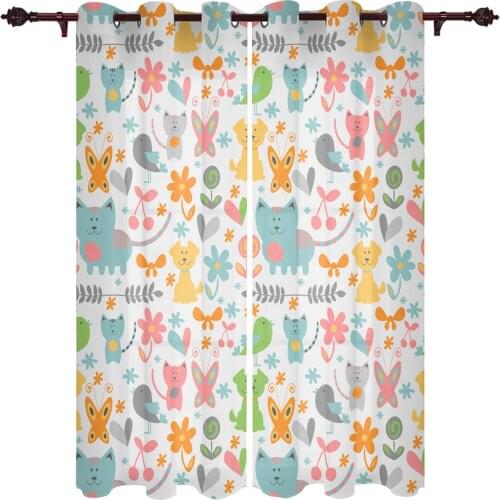 Animal Color Cute Valance Curtains For Living Room Study Youth Bedroom Kitchen Outdoor Windows Custom Cotton Linen