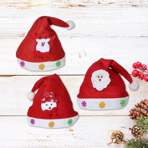 Unisex Red Christmas Hat Adult Child Santa Claus/Snowman/Deer Xmas Cute Party Cap New Year Decoration