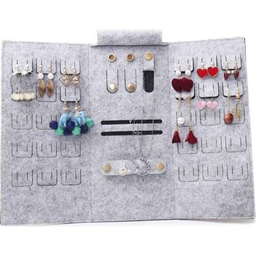 Felt Roll-up Storage Bag Hanging Loop Storage Bag Jewelry Holder Necklace Bracelet Earring Ring Organizer Jewelry Bag