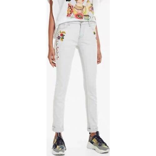 High end craft jeans with cut out fabric stitching in Spanish trousers