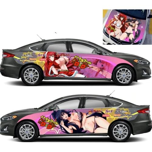 Japan Anime Vinyl Car Sticker Highschool Rias Himejima Akeno Cartoon Door Decals Ralliart Rally Stickers On Car Accessories