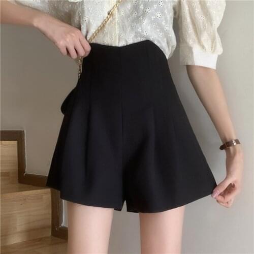 Women Casual A-Line Wide Leg Front Shorts Are Loss Slim And Lege Length Suit Regular Loose Solid High Waist Shorts