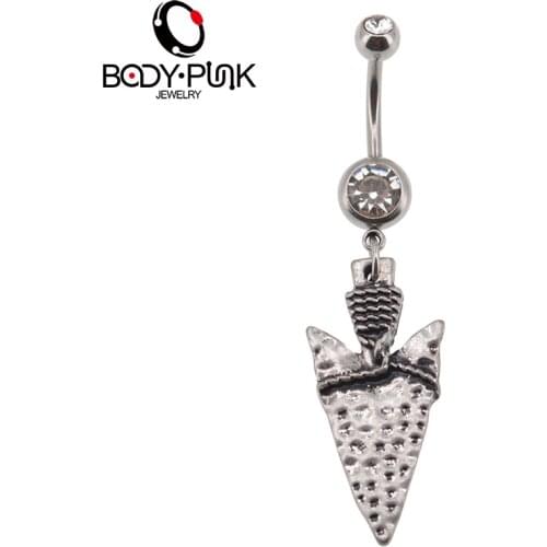 BODY PUNK Crystal Dangle Female Navel Ring Body Jewelry Feminino Piercing nombril 316L Surgical Steel Crystal Belly Button Ring