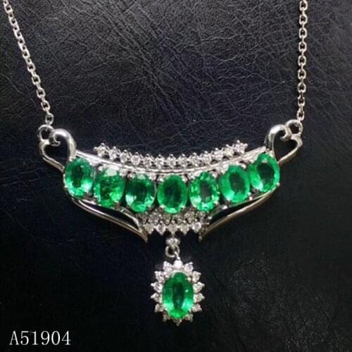 KJJEAXCMY boutique jewelry 925 sterling silver inlaid natural emerald gem women luxury necklace support detection 2