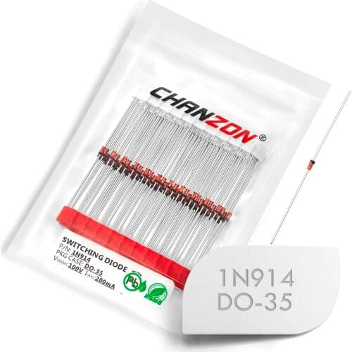 100 Pcs) 1N914 Small Signal Fast Switching Diodes Axial 200mA 100V DO-35 (DO-204AH) IN914 1N IN 914 200 mA 100 Volt