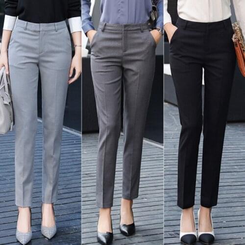 2021 Korean Style Casual Long Pencil Pants Professional Office Lady Trousers Business Wear for Women