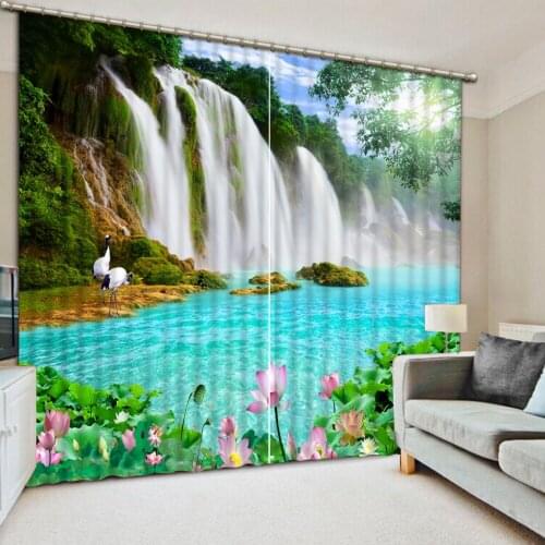 Curtains 3d for living room Classic Home Decor bedroom blackout curtains nature scenery waterfall window curtain living room