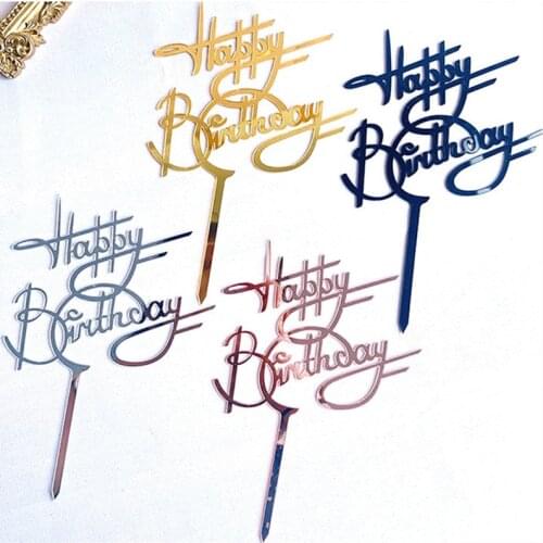 4Pcs Colors New Happy Birthday Cake Topper Acrylic Cake Topper For Kid Girl Birthday Party Dessert Cake Decorations