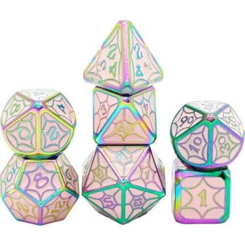 7 Pcs Galaxy Metal D&D Dice Metal DND Dice Polyhedral Metal Dice Set For Role Playing Game Party Game Tool