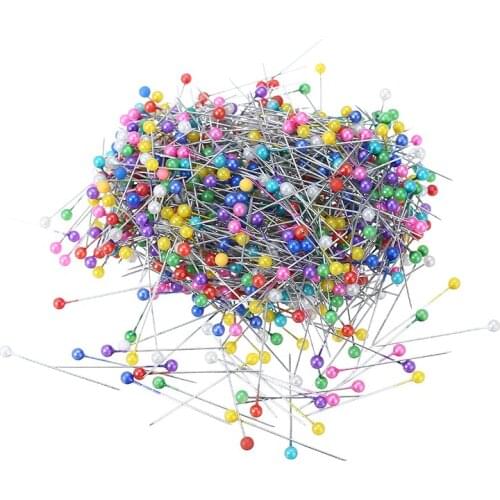 800pcs/lot Colorful Pearl Head Locating Pins DIY Patchwork Sewing Pins Round Dressmaking Pins Sewing Tools