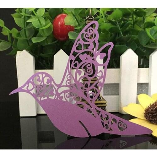Free Shipping 500PCS/LOT Love Birds Laser Cutting Wine Glass Card Cup Place Card Name Card Wedding Paper Arts