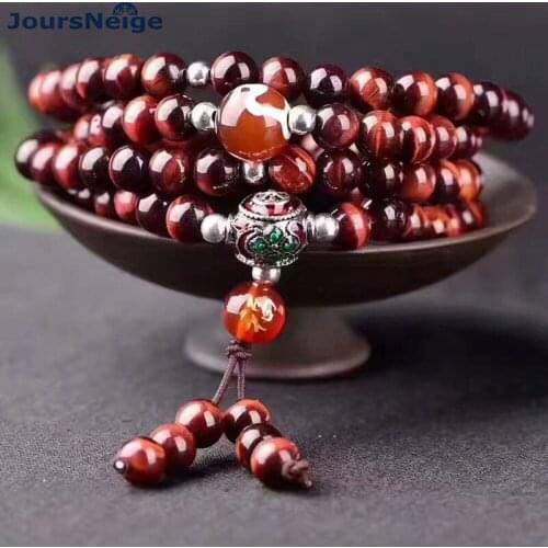 Wholesale Tiger Eye Natural Stone Bracelets 108 Buddha Bead Necklace Lucky For Women Men Energy Crystal Tibetan Bracelet Jewelry