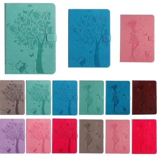 Tablet Case For Ipad Pro 9.7 Case Magnet Flip Stand PU Leather Wallet Embossing Girl Cat Tree Cover For IPad Air 3 Ipad7 #K