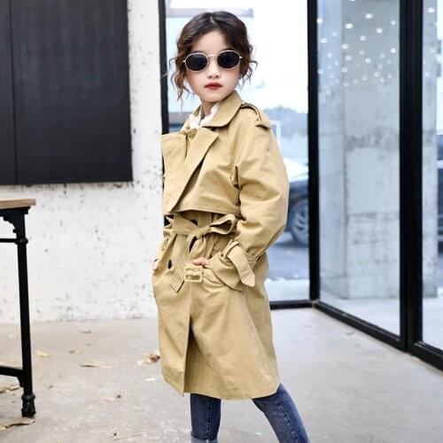 Kids Baby Girls Trench Coats Double Breasted Jacket Girl Clothing Solid Tops Kids Windbreaker 2021 Spring Autumn Teens Outerwear