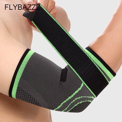 FLYBAZZZ Elastic Gym Sport Elbow Protective Pad Bandage Tennis Elbow Support Protector Compression Adjustable Elbow Pad Brace