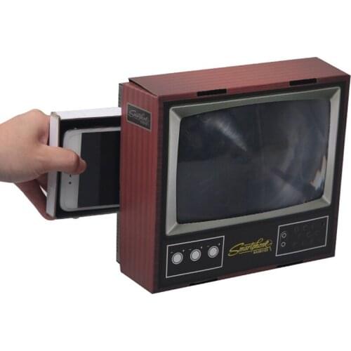 Hot DIY Retro TV Shape Mobile Phone Screen Magnifier Cellphone Stand Holder Amplifier Video Expander 3D Screen Movie For Display