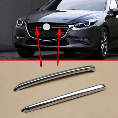 Chrome Parts Head Front Bumper Grille Grill Cover Frame Stripe Trim Fit For Mazda 3 2017 2018 Exterior Accessories