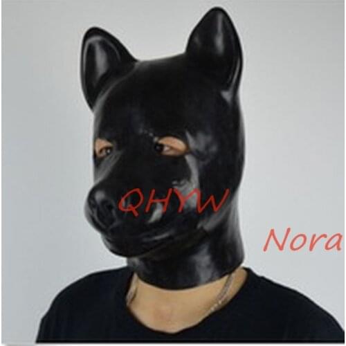 Natural Latex mask hood cosplay costumes fetish animal cosplay mask Back Zipper Club Wear one size