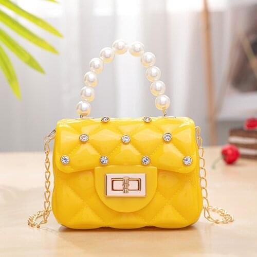New Mini Jelly Purse And Handbag 2021 Leather Crossbody Bags With Pearl Handle Crossbody Bags Girls Cute Coin Pouch Party Bag