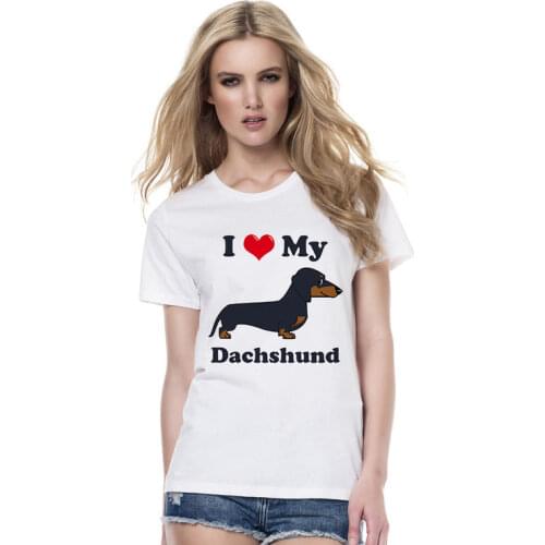 Fashion Dachshund T Shirt Women Funny Dog Design Lady Tops Short Sleeve O-Neck Tee Hipster Animal Print Tops Female Casual Tees