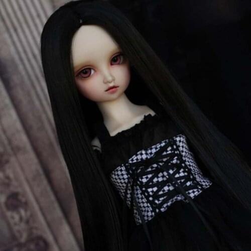 1/3 1/4 1/6 1/8 Bjd Wig High Temperature Wire Black Straight Lovely Style Wig For BJD Hair