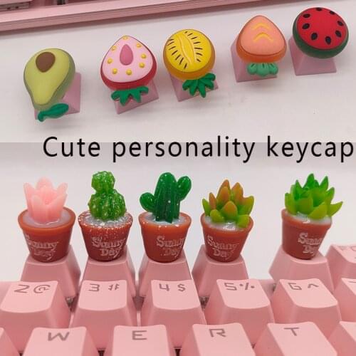 Personality Handmade Kawaii Custom Keycap Accessories Cute Pink Transparent Beautiful Girl Mechanical Keyboard Keycaps Cherry Mx