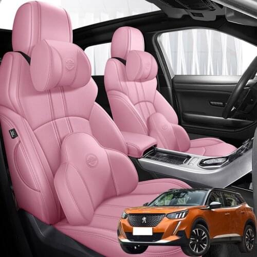 Front + Rear ) Leather Car seat covers For Peugeot 2008 2014 2015 2016 2017 2018 2020 accessories