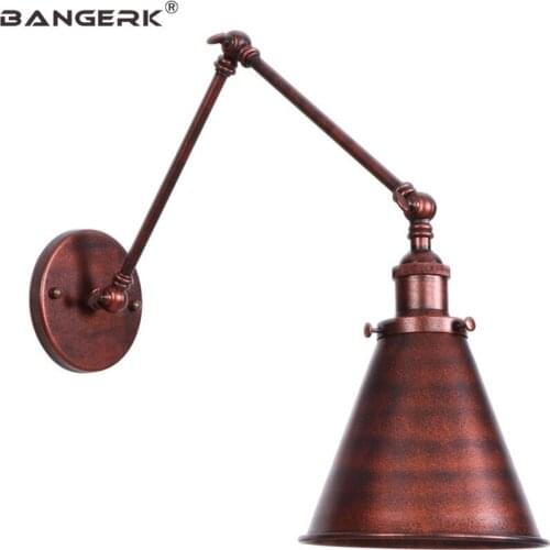 Industrial Vintage Wall Lights Long Arm LED Wall Lamp Loft Style Adjustable Handle Rust Iron Light Sconce Home Decor Lighting