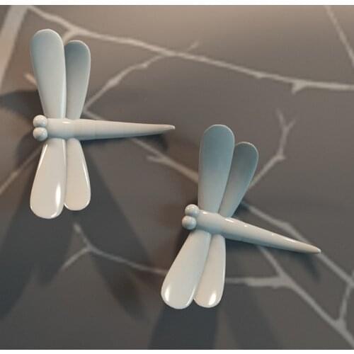 Simple Ceramic Three-dimensional Red Dragonfly Ornaments Modern Bedroom TV Background Wall 3d Three-dimensional Wall Decorations