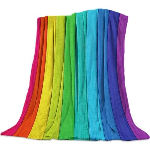 Rainbow Vintage Wood Grain Throw Blanket Warm Microfiber Blanket Bedroom Sofa Supplies Blankets for Beds