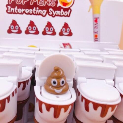 1Pc 0.7mm Black Ink Cute Ball Pen Stationery Creative Funny Cartoon Pushable Toilet Poop Shit Stool Ballpoint Pen Novelty Pens