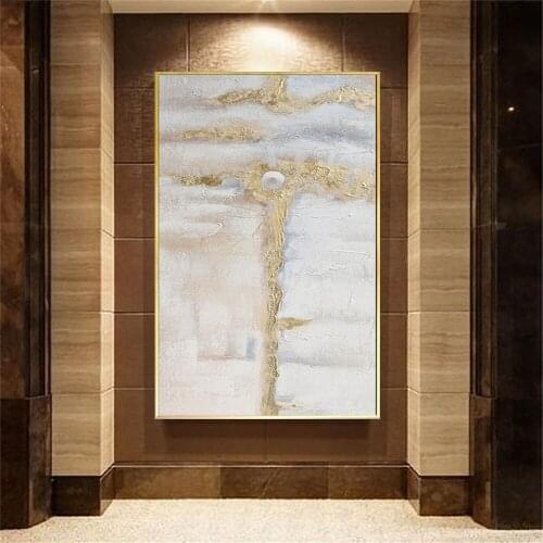 Hand-painted modern oil painting gold leaf art abstract brilliant scepter canvas painting magic home decoration wall art hotel